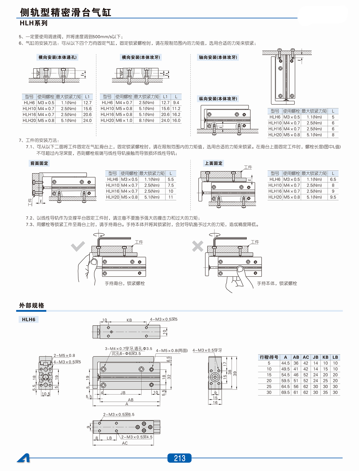 HLH系列精密滑台气缸